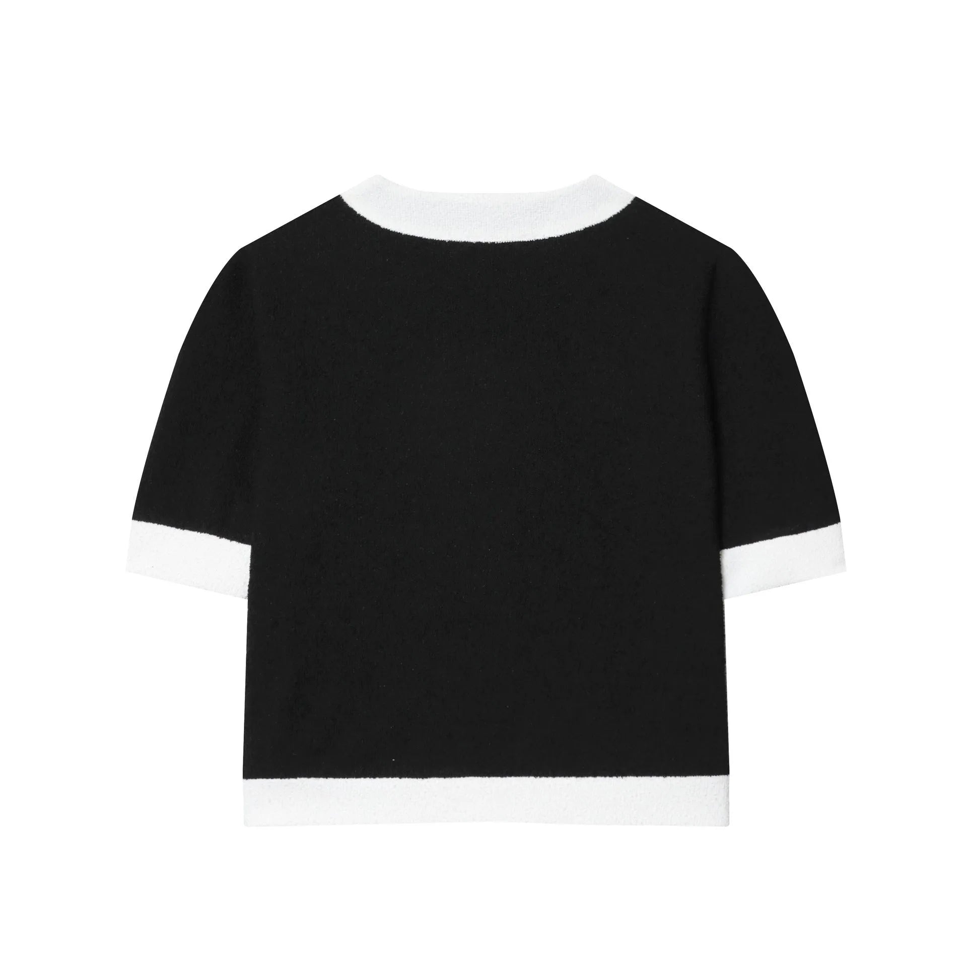 Polyester two-piece street fashion suit with round neck top and high-waisted trousers