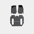 TPE rubber car mat set for Tesla Model X showing front, rear, and tailbox mats.