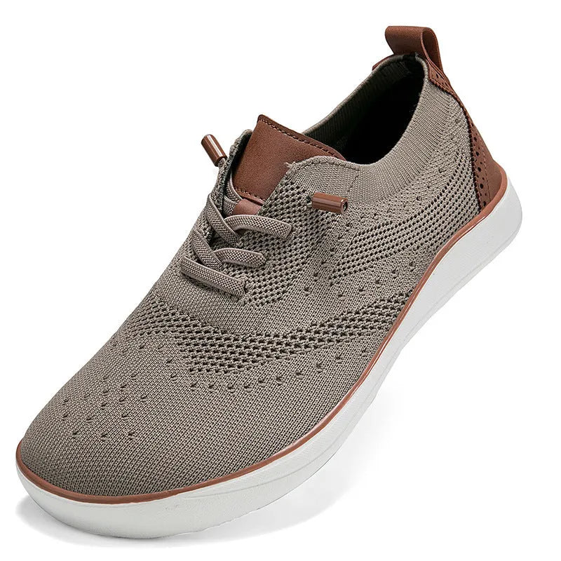 Widened big wide last mesh walking shoes for men, fabric upper, EVA sole, flat heel, round toe, low top, available in black