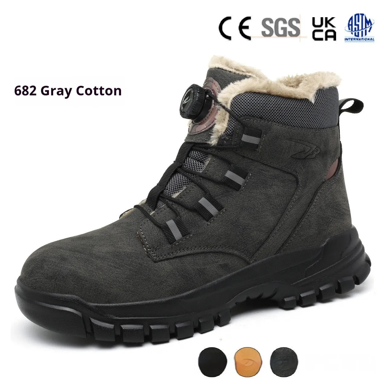 Leather labour protection safety shoes with rubber sole in black, yellow, and grey colour options