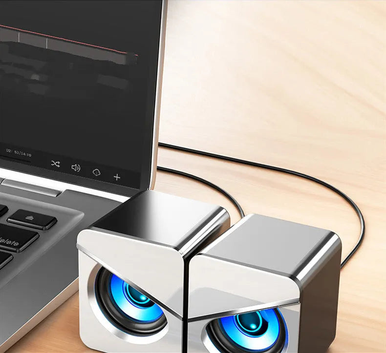 Black or white USB mini desktop computer speaker with cable for laptop or PC