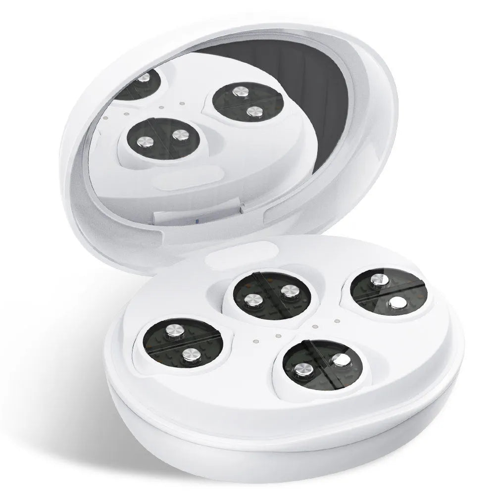 White wireless red light EMS eye and facial massager for home beauty treatment