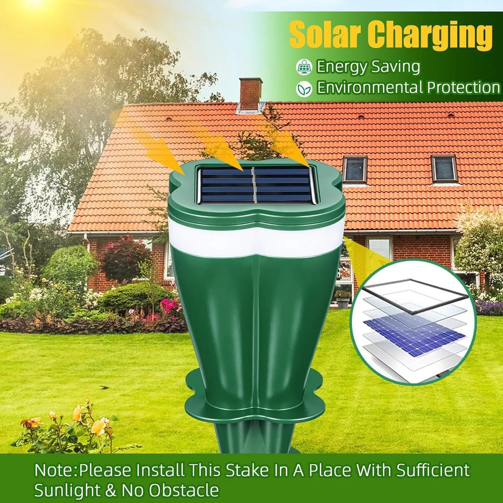 Outdoor solar energy rat and snake repellent spiral inserted in garden soil