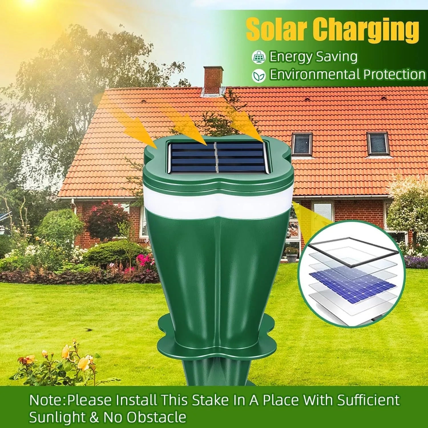 Outdoor solar energy rat and snake repellent spiral inserted in garden soil