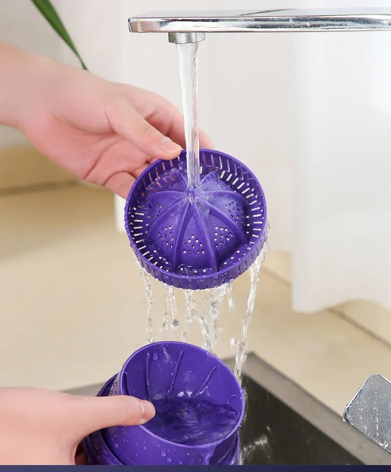 Purple USB rechargeable electric citrus juicer with detachable parts