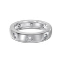 Silver geometric ring with zircon inlay, electroplated white gold colour, women's ring size No 7