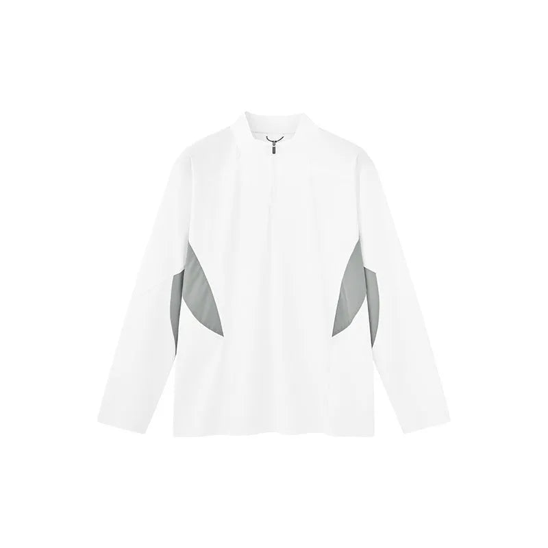 Men's lightweight black polyester casual shirt with stitching detail on long sleeve version