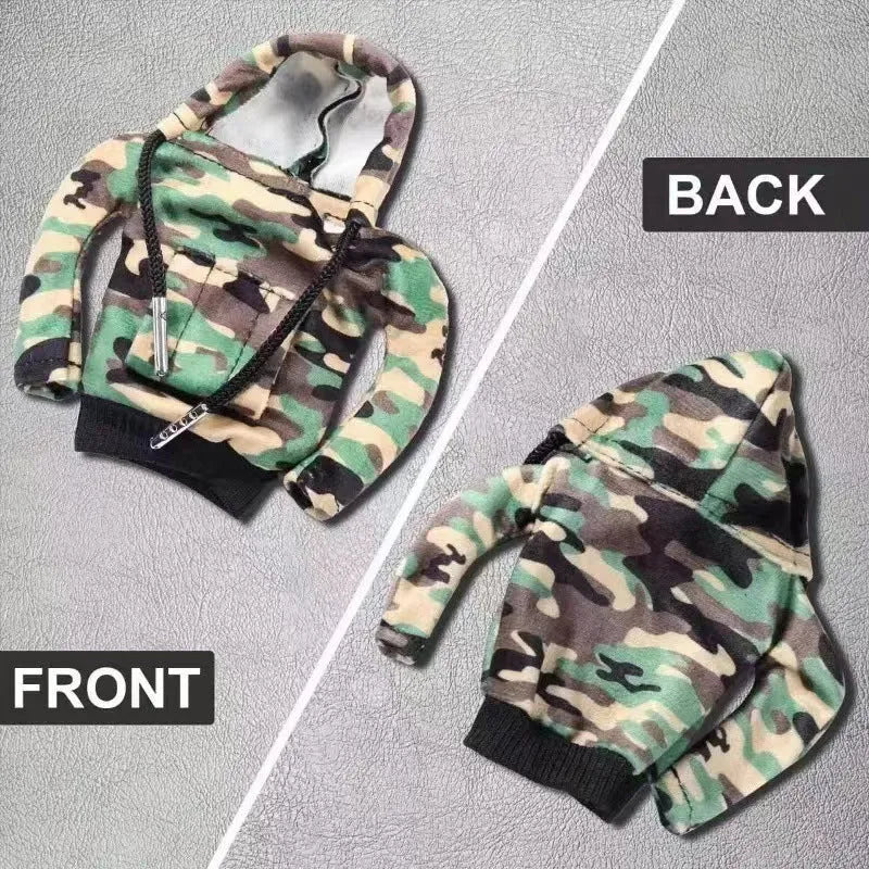 Grey camouflage polyester gear lever cover on car shift stick in sweater style