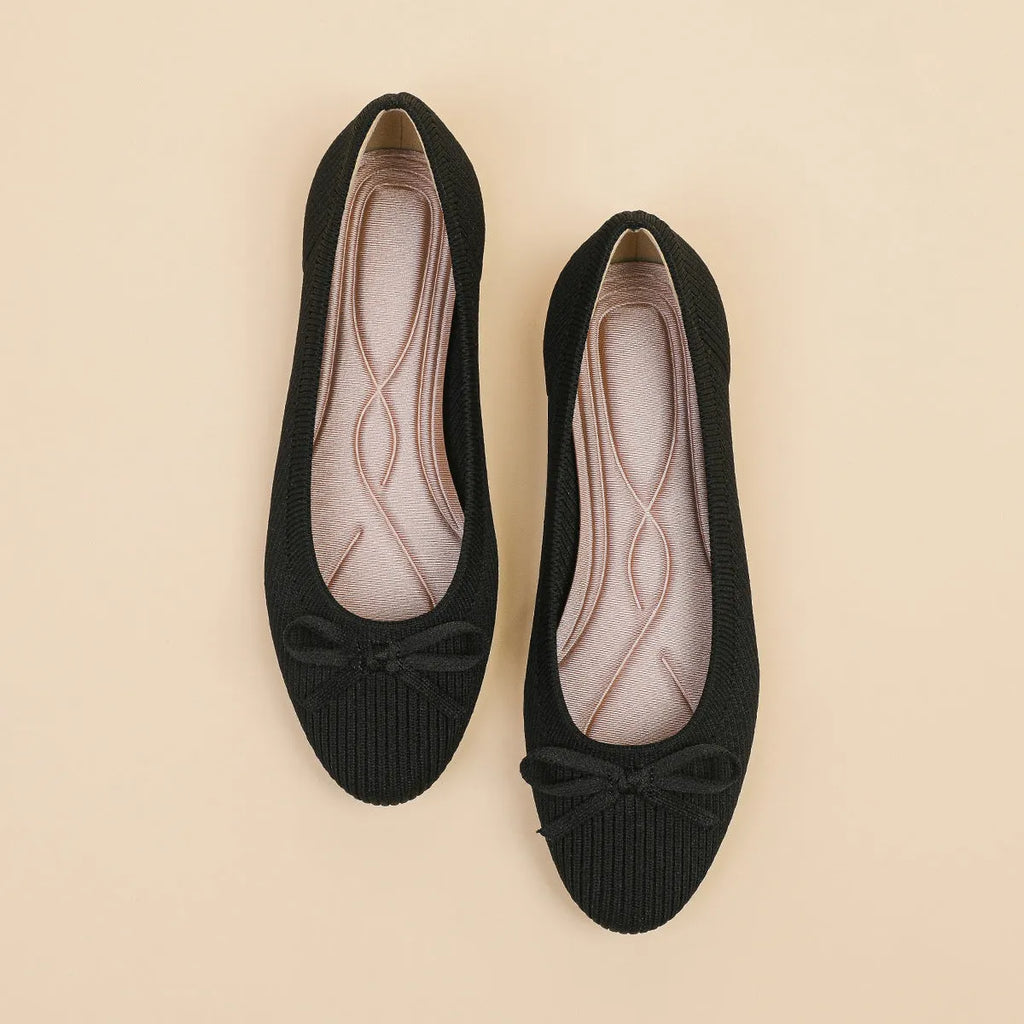 Women's round toe flat pumps with fabric upper in butterfly print colours