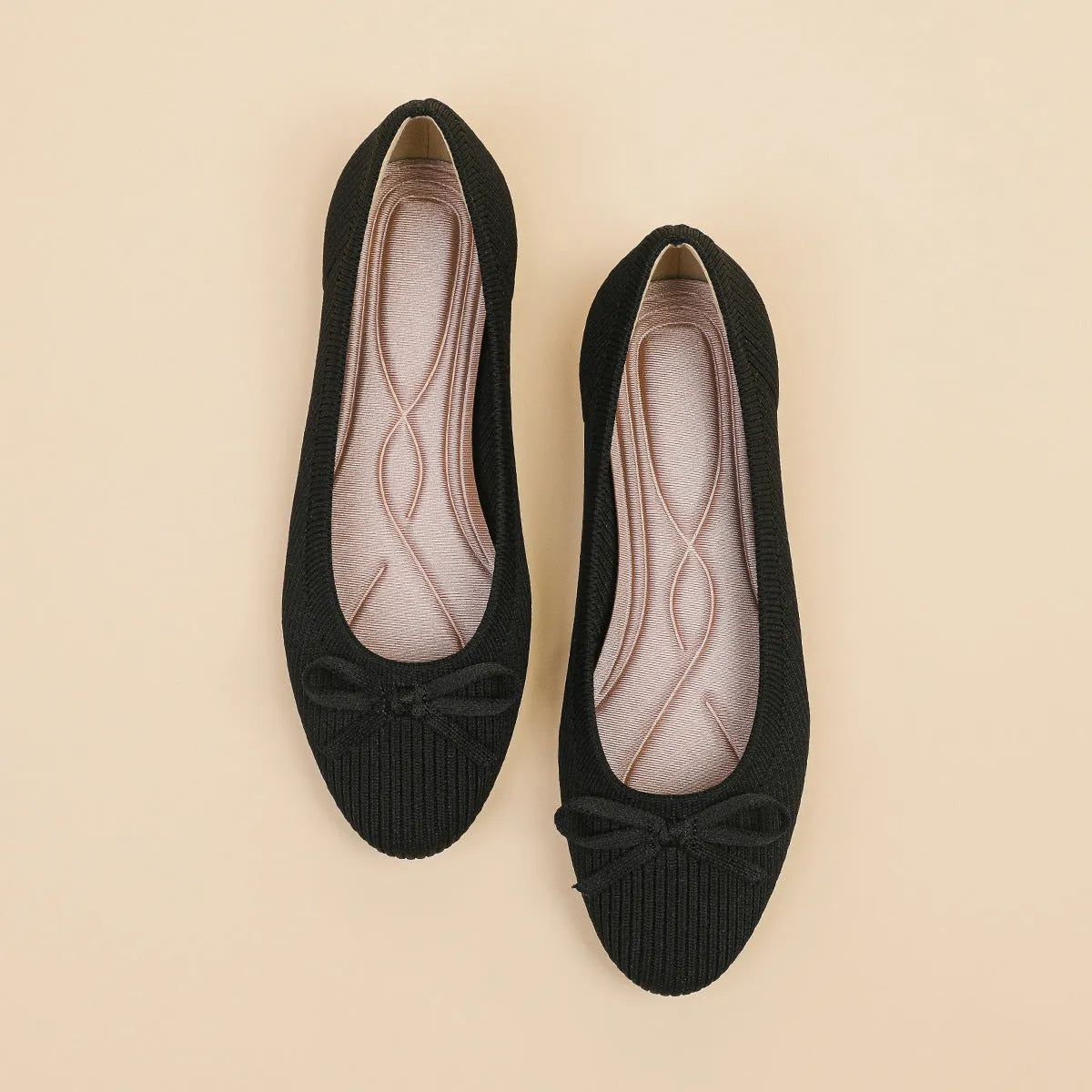 Women's round toe flat pumps with fabric upper in butterfly print colours
