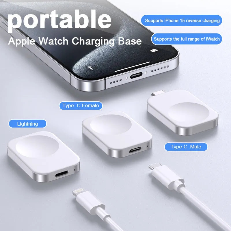 Compact black and white three-in-one magnetic wireless charger with foldable design