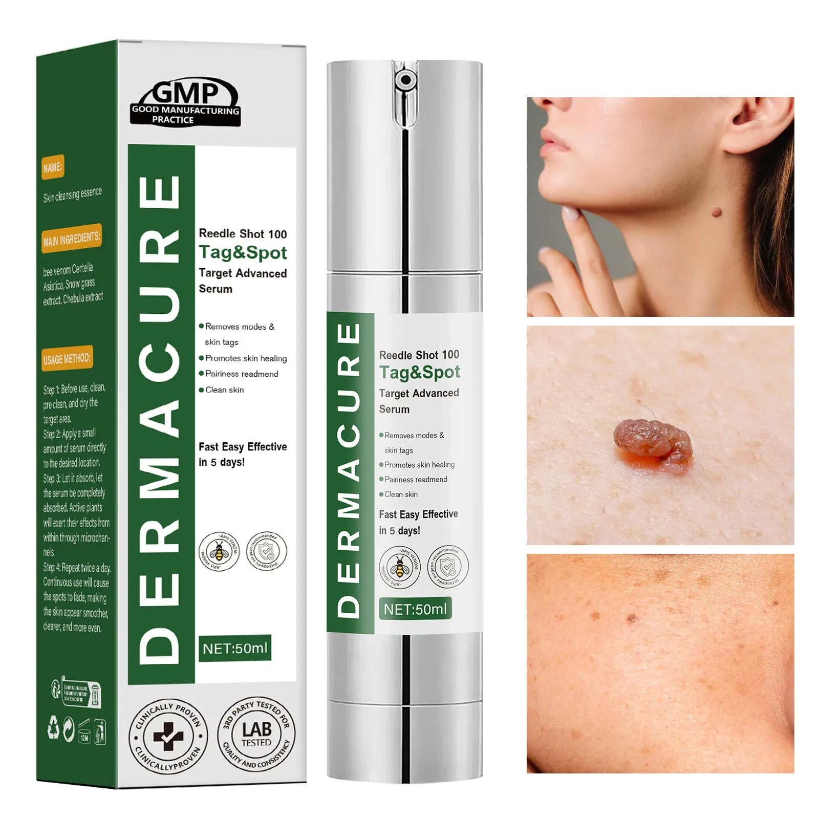 50ml bottle of non-standard gentle facial care solution with three-year shelf life