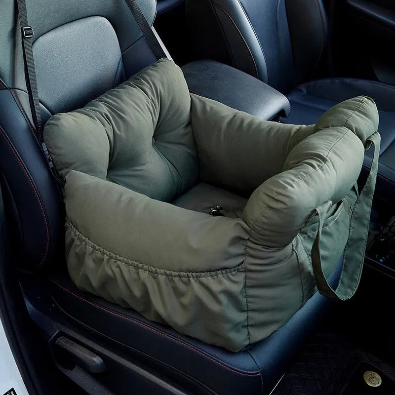 Green cloth pet car bed safety seat for dogs cats S and L sizes