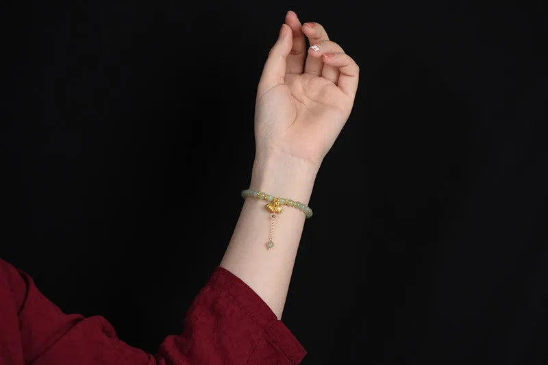 Natural Hetian jade Sunny Water bracelet with fu character and constellation modelling, 6mm diameter