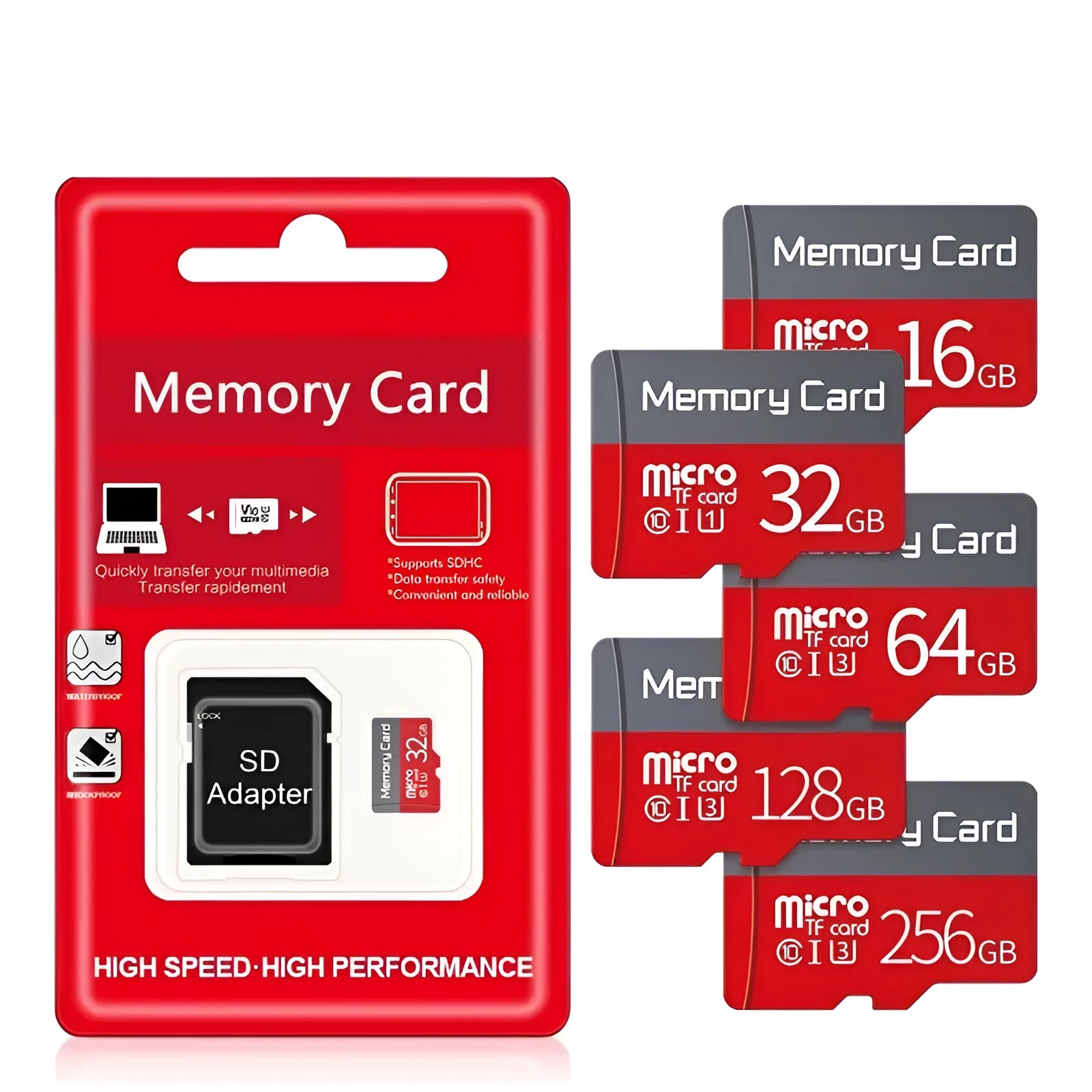 TF memory card for recorder and monitoring device storage expansion in 128GB 256GB 512GB capacities