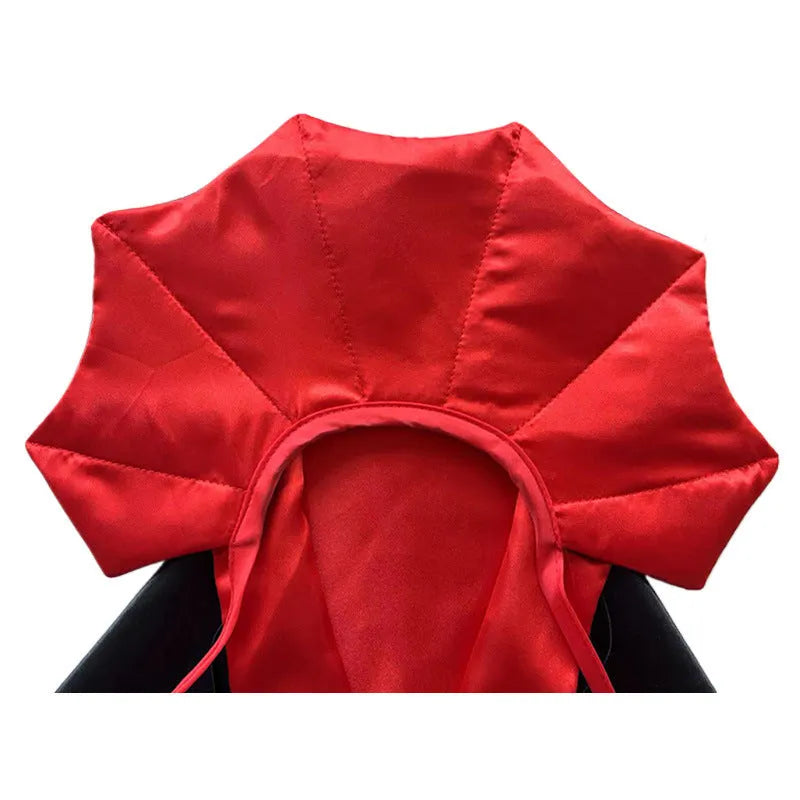 Halloween pet bat cloak costume with matching pointed devil hat in red or purple colour