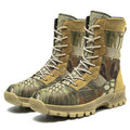 Men's black and camouflage mesh high-top Martin boots with totem pattern detail, shown in sizes 39 to 46.
