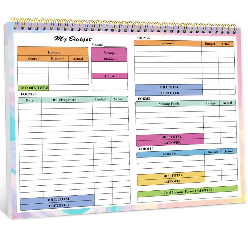 B5 budget tally notebook with spiral binding for income expenditure tracking