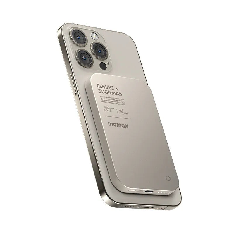 Alloy magnetic wireless power bank in titanium gold or black colour with multiple capacity options