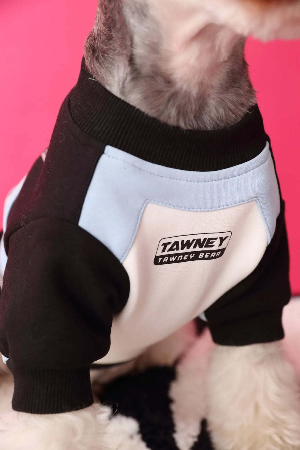 Dog clothes stitching zipper pullover sweater in blue cotton material