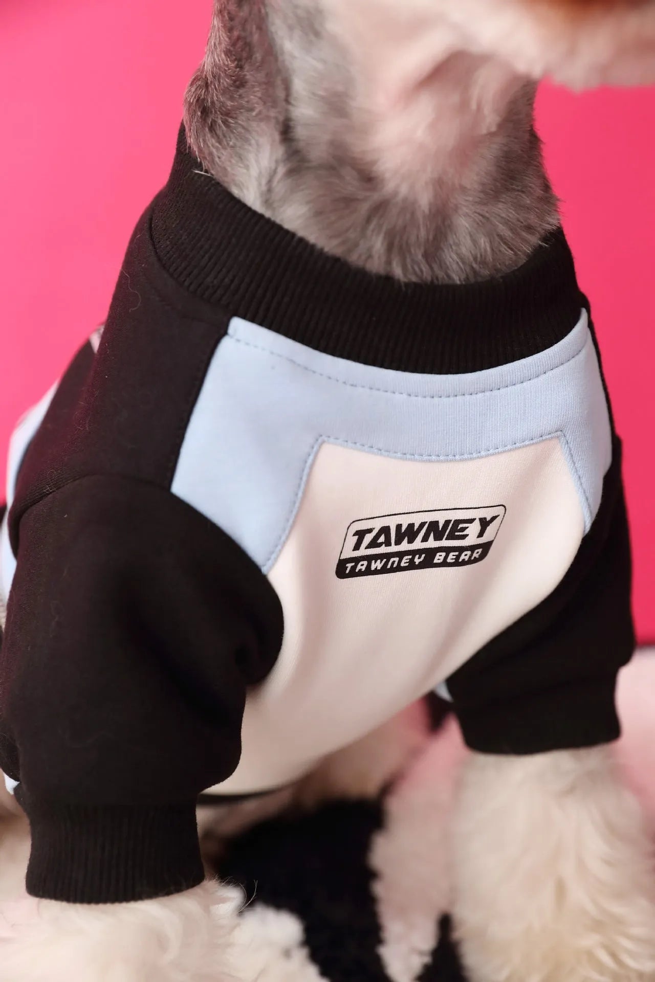 Dog clothes stitching zipper pullover sweater in blue cotton material