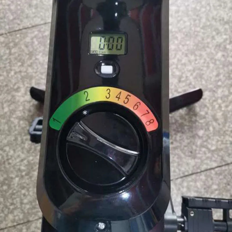 Black magnetic control upright exercise bike with built-in table for home fitness