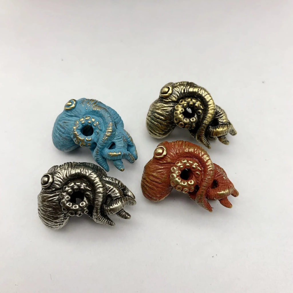 Deep sea octopus car key ring pendant parts in brass and white copper with multiple colour options