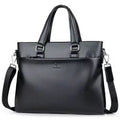 Men's black and brown PU leather shoulder messenger bag with splicing style, 35x30x4cm