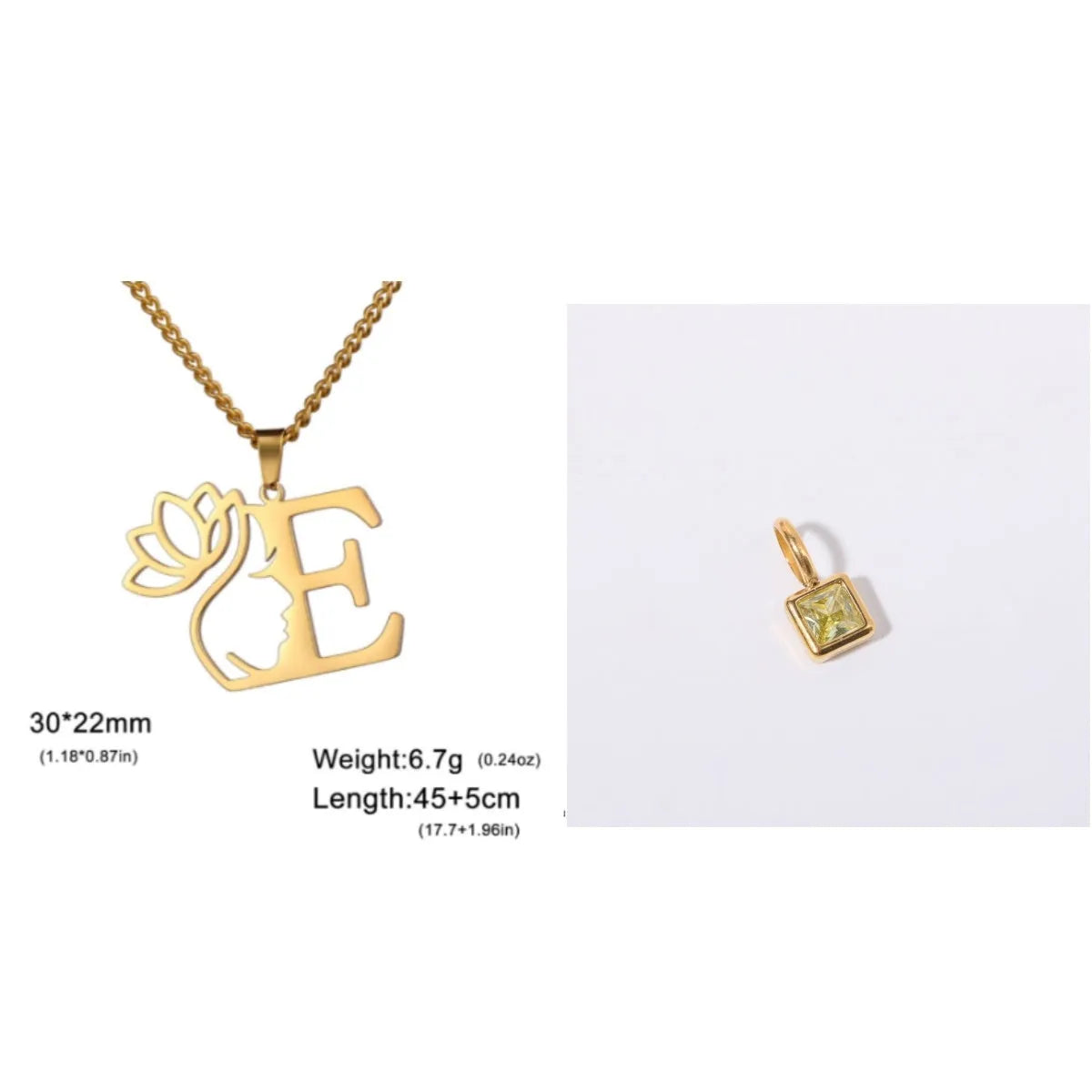 Stainless steel cross chain necklace with a single pendant, shown in gold and silver colour options.