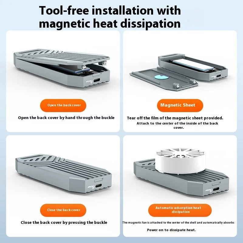 Aluminium Thunderbolt 4 M.2 solid state drive enclosure in silver or grey colour with compact 50mm design