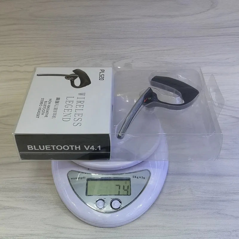 Black plastic stereo Bluetooth sports headphones with a large battery and call function.