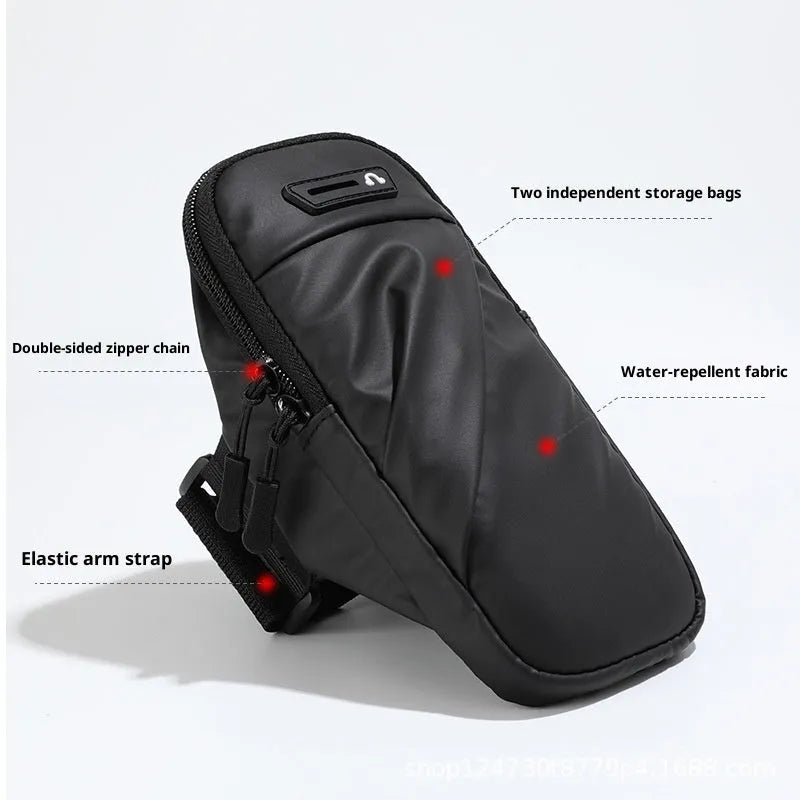 Arm sleeve phone pouch for outdoor cycling, PU, breathable ultra-light, fits 7.2 inch phone, Black Gray Lake Blue Pink.