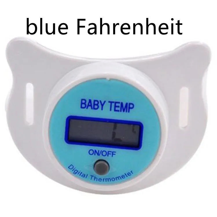 Baby digital pacifier thermometer with LCD display in blue and pink colour options