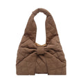 Women's one shoulder handbag in cotton with polyester lining, soft horizontal square shape, zipper change bag, shown in white black khaki pink
