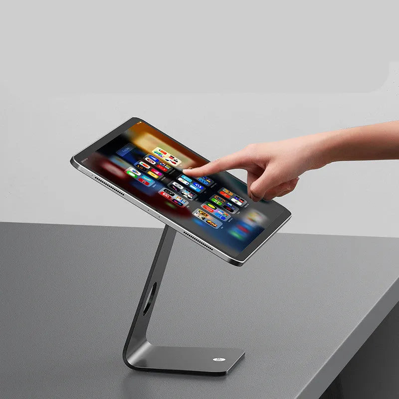 Space gray magnetic rotating desktop tablet bracket for iPad Pro 11-inch and 12.9-inch on a desk