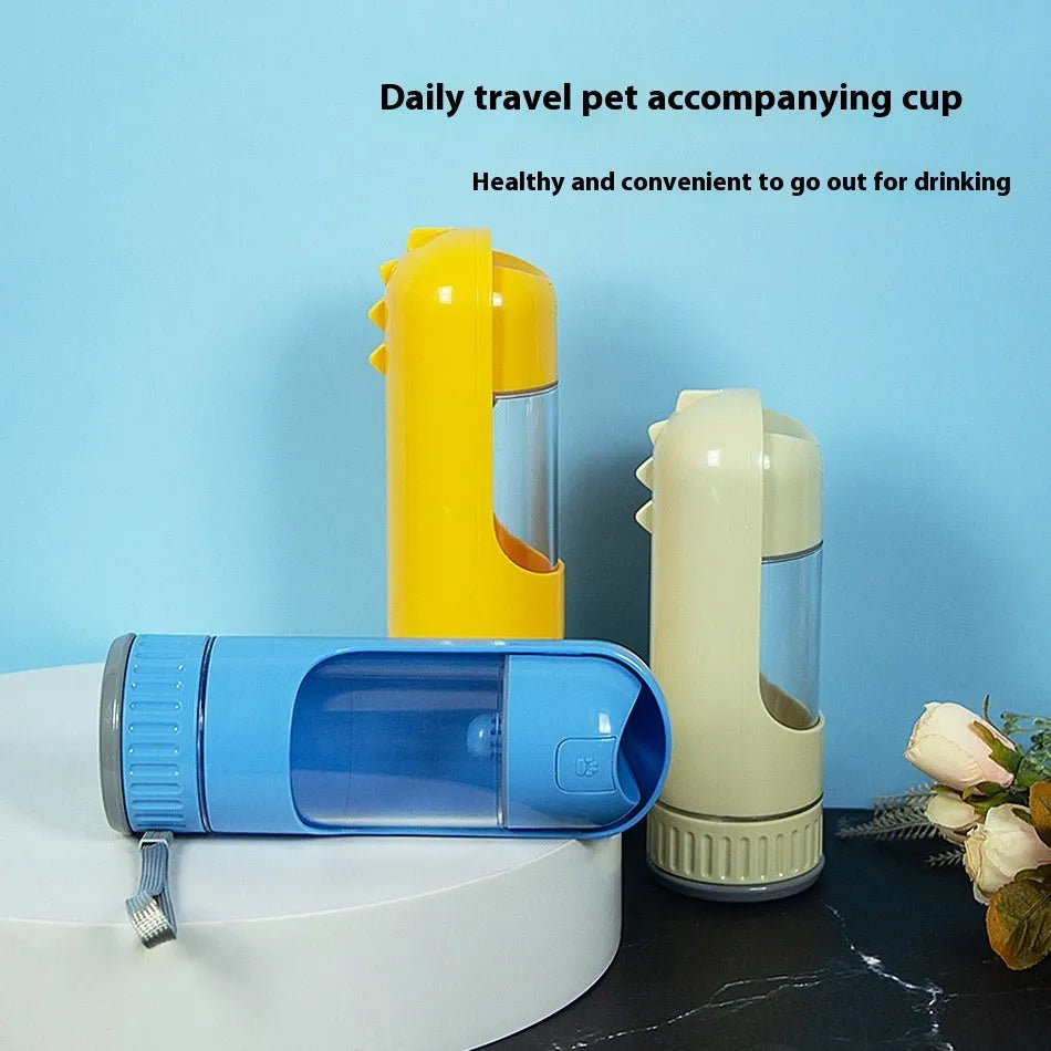 Portable plastic folding pet cup 350ml in Beige White for dog travel water
