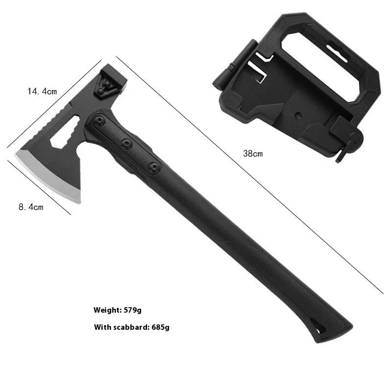 Outdoor stainless steel survival axe with ABS handle measuring 40cm