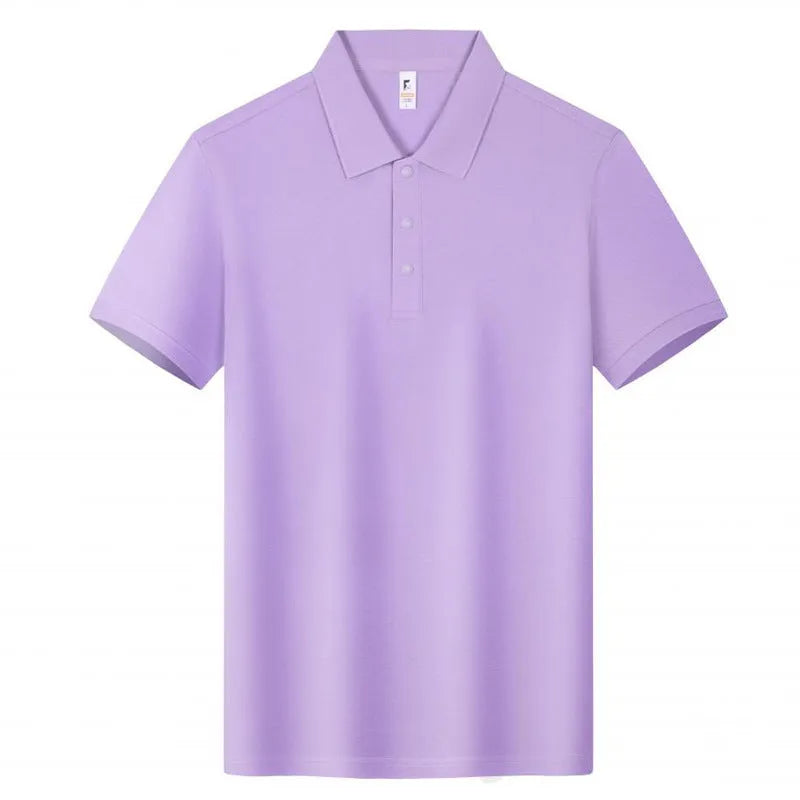 Short sleeve polo shirt with lapel collar in cotton fabric available in multiple colours and sizes