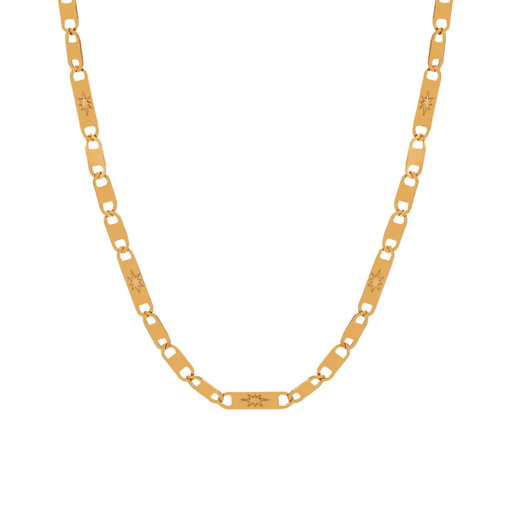 Gold titanium steel hammer pattern personality necklace with adjustable stud chain and Chinese character engraving