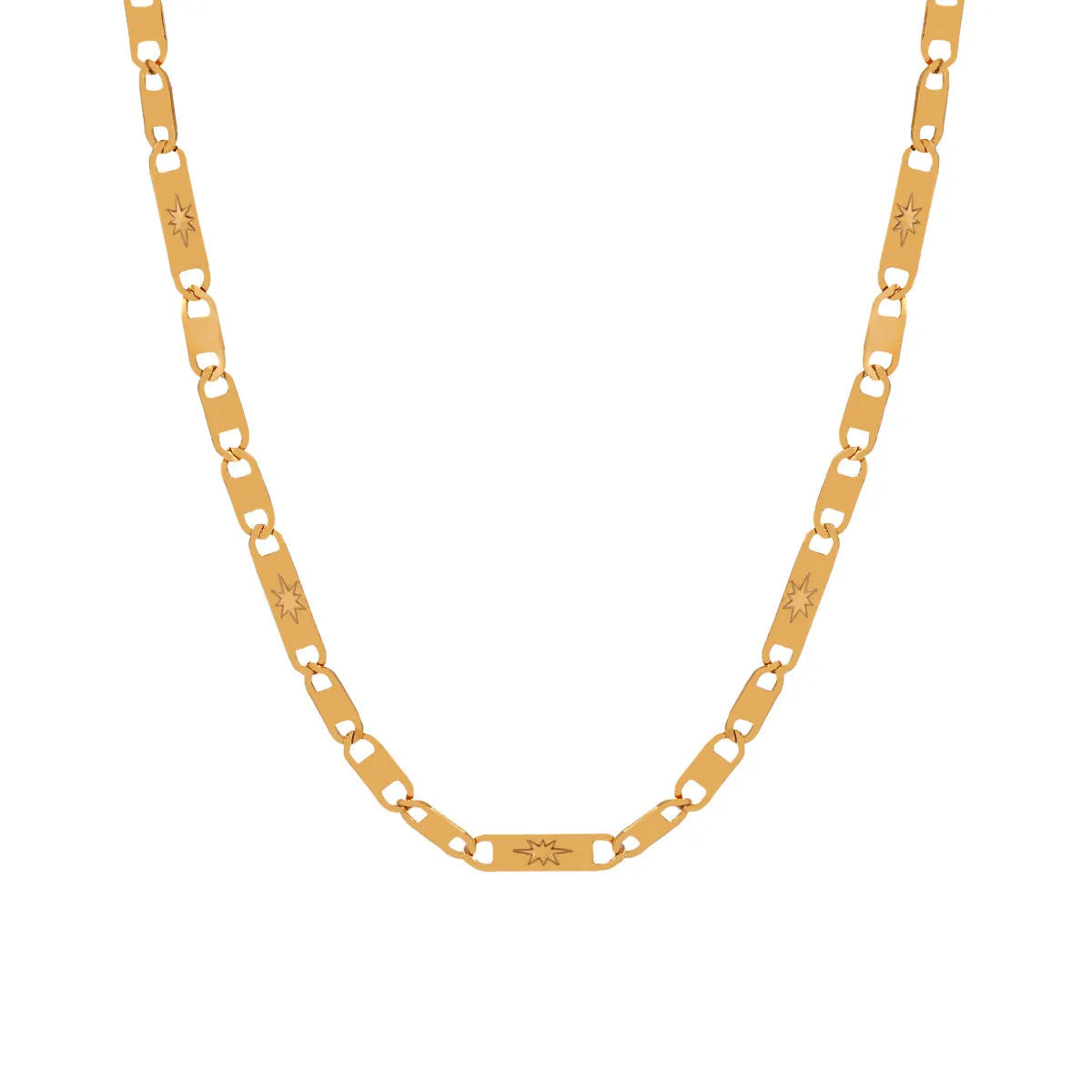 Gold titanium steel hammer pattern personality necklace with adjustable stud chain and Chinese character engraving