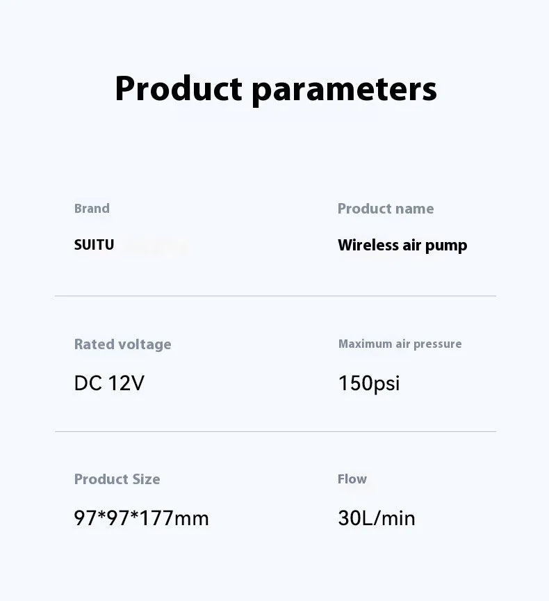 ST5518 wireless car tyre inflation pump with multiple nozzles and LED light