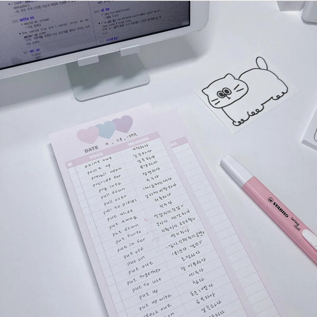 Vertical double-sided notepad with English words design in B5 half size