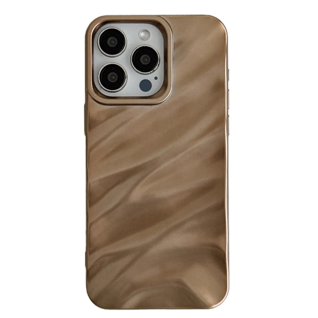 Desert gold TPU phone case with three-dimensional silk pattern for iPhone 15 Pro Max