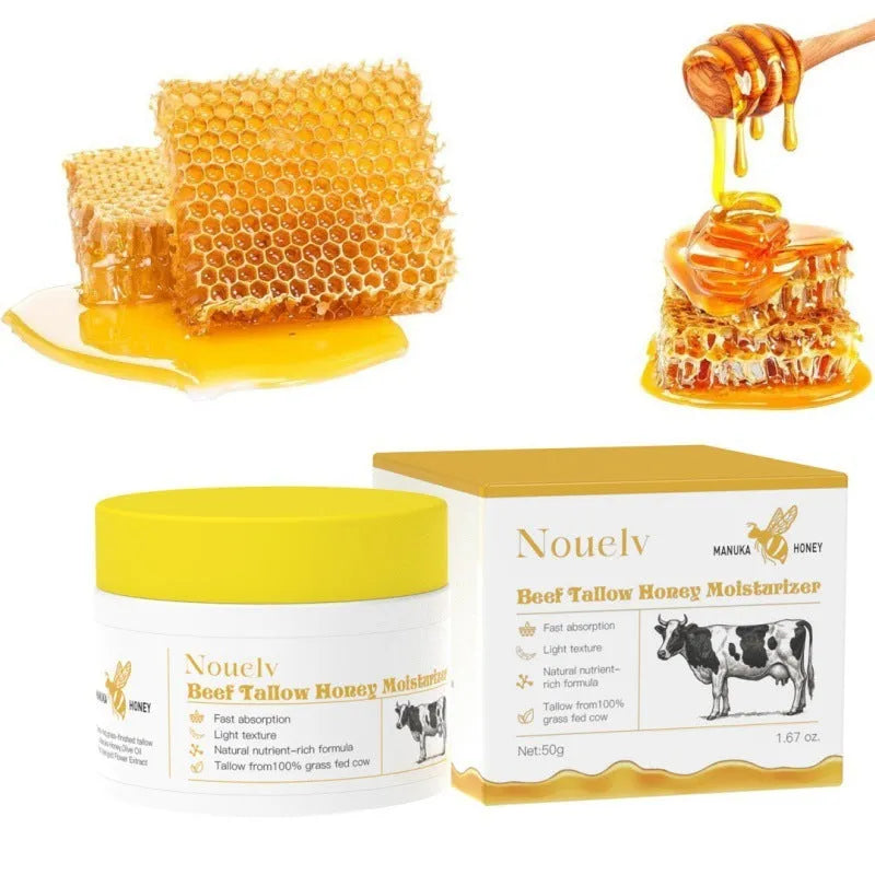 50g jar of honey tallow moisturising cream for dry and combination skin.