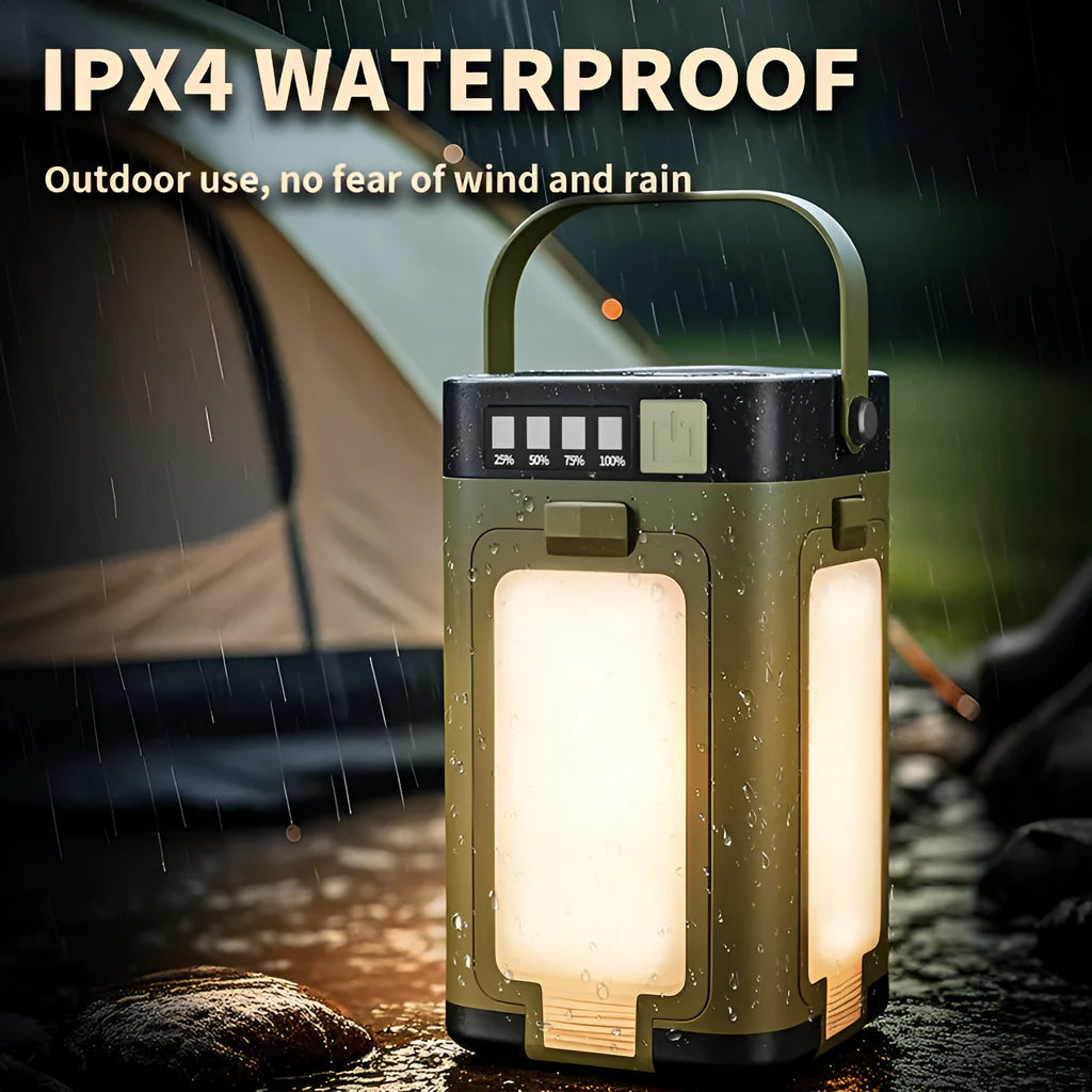LY24 four-leaf folding solar camping lamp with 2000mAh battery and press switch