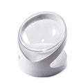 White elevated plastic cat feeder bowl with a tilted design for anti-vomit feeding.