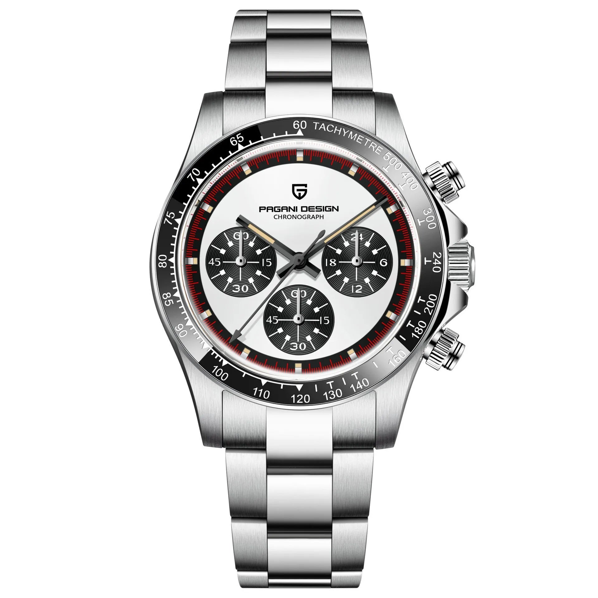 Berjani men's quartz chronograph watch with stainless steel bracelet and 40mm dial