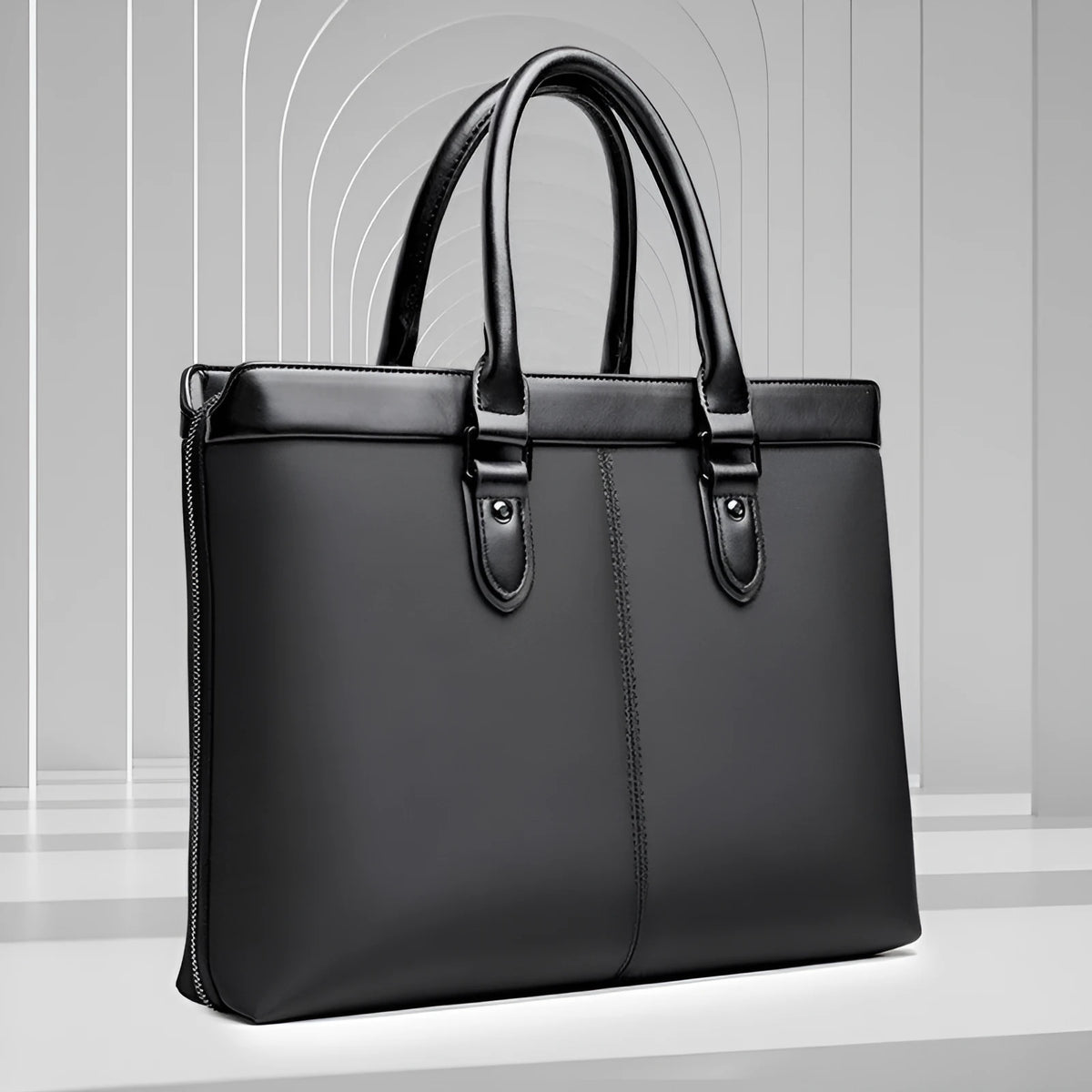 Office handbag portable briefcase file bag with PU outer and Oxford fabric lining in black or blue