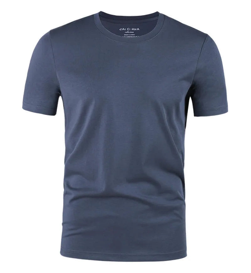 ICE Cotton solid colour unisex pullover T-shirt on a hanger.