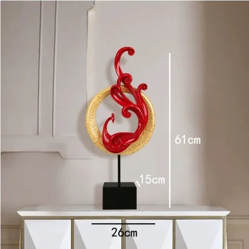 Resin phoenix ornament in rose gold, silver, or red for mantelpiece or table decoration